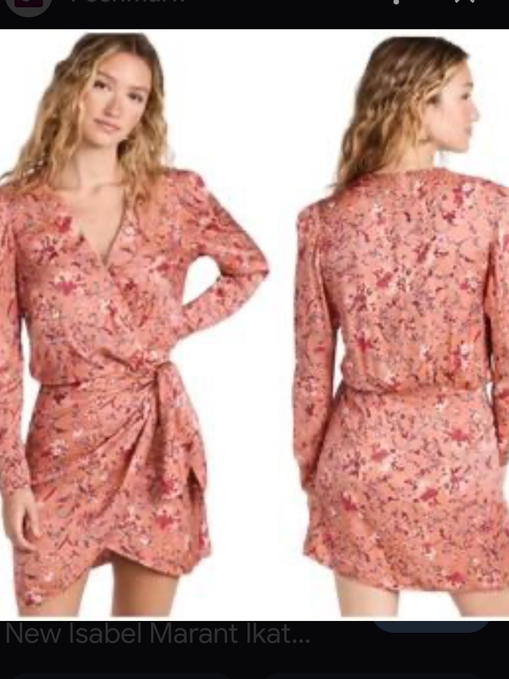 Vici Coral Pink Floral Wrap Mini Dress. Size Medium